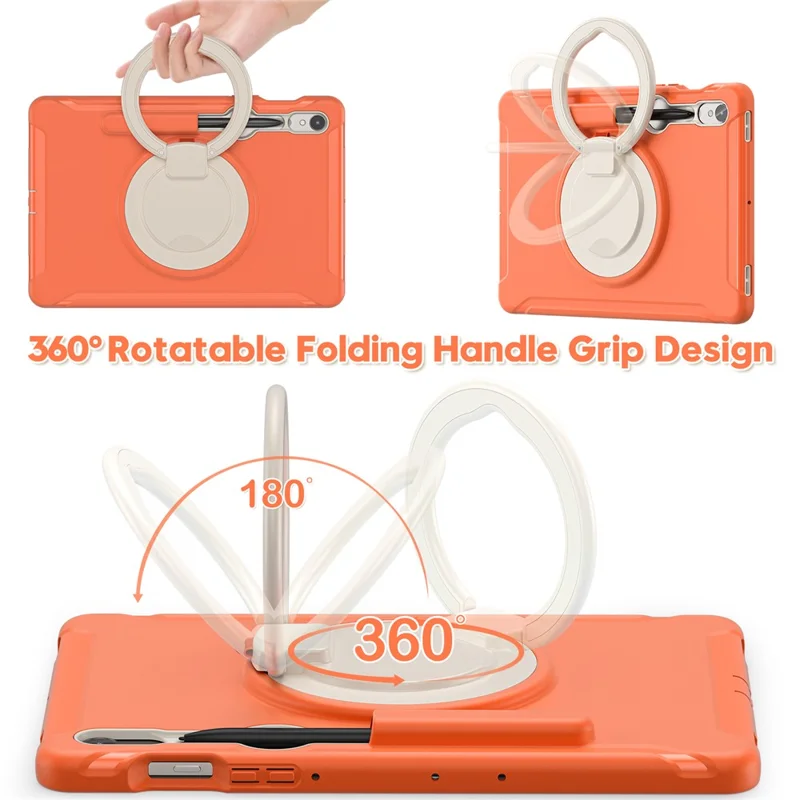 Für Samsung Galaxy Tab S9 FE / S7 T870 / S8 X700 / S9 X710 Hülle mit Ständer Tablet Cover mit Stifthalter - Korallenrot