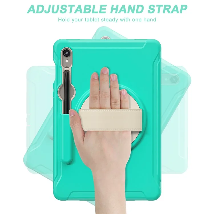 Per Samsung Galaxy Tab S9 FE / S7 T870 / S8 X700 / S9 X710 Custodia PC+TPU con Supporto e Slot per Penna - Verde Menta
