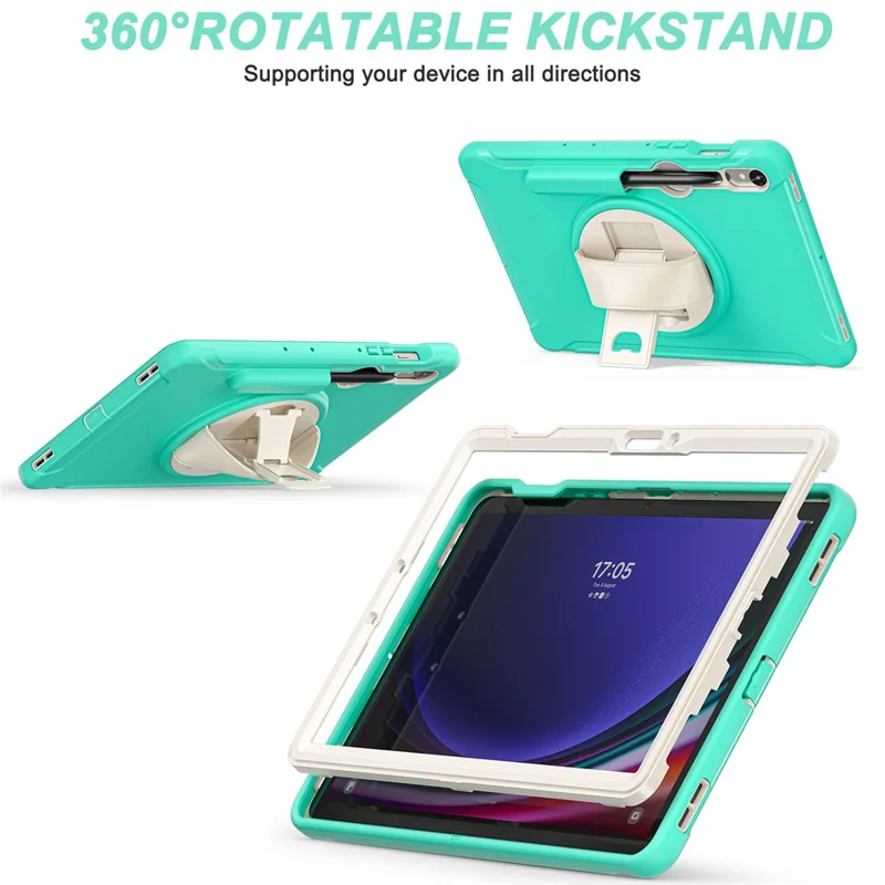 Para Samsung Galaxy Tab S7 T870 / S8 X700 / S9 X710 Case Pc+tpu Kickstand Tampa Com Slot de Caneta - Menta Verde