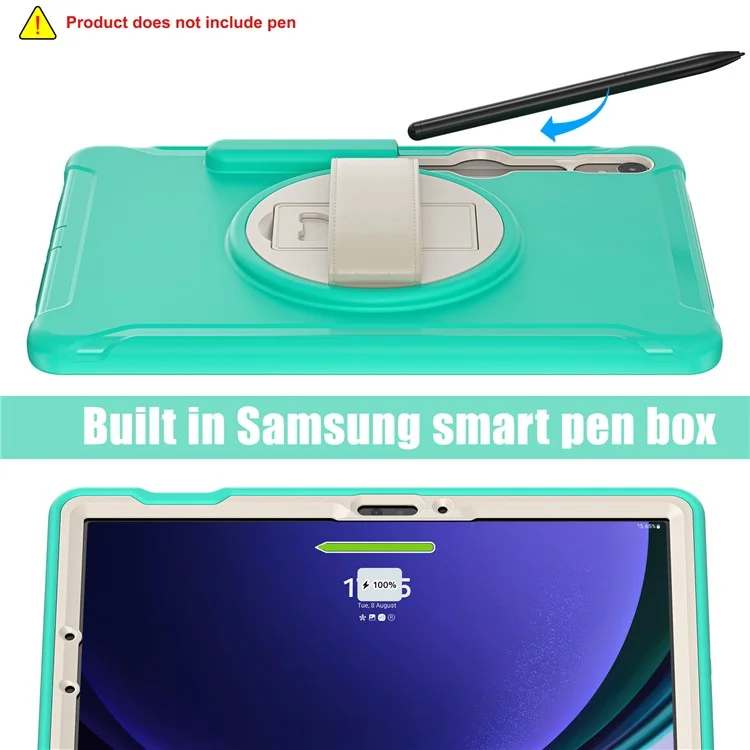 Per Samsung Galaxy Tab S9 FE / S7 T870 / S8 X700 / S9 X710 Custodia PC+TPU con Supporto e Slot per Penna - Verde Menta