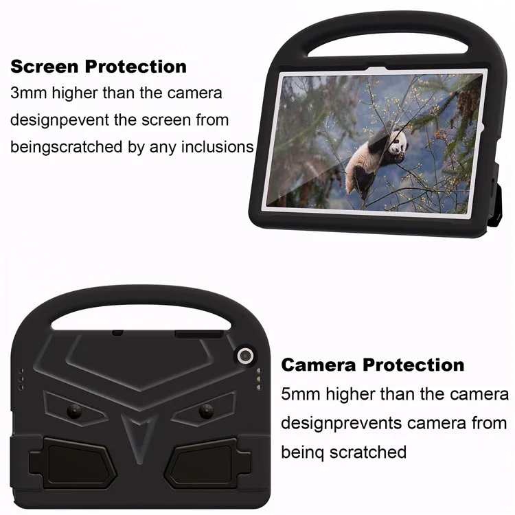 Für Samsung Galaxy Tab A9+ Hülle Spatz-Stil Handgriff Ständer EVA Tablet Cover - Schwarz