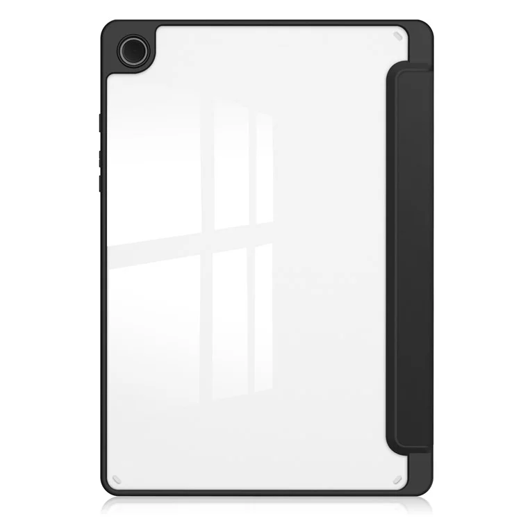 Прозрачный задний чехол для Samsung Galaxy Tab A9+ PU+TPU+Акриловый чехол для планшета с отделением для ручки - Черный