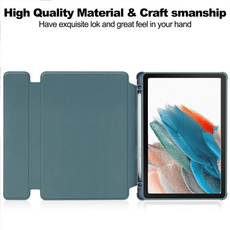 Para Samsung Galaxy Tab A9+ Tablet Case Funda con Soporte Giratorio de 360 Grados PU+Acrílico (sin Teclado) - Verde Negruzco