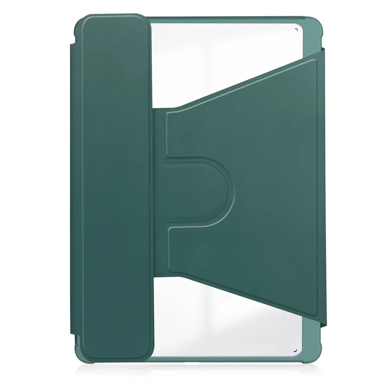 Para Samsung Galaxy Tab A9+ Tablet Case Funda con Soporte Giratorio de 360 Grados PU+Acrílico (sin Teclado) - Verde Negruzco