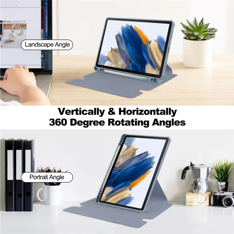 Tablet Case with Bluetooth-compatible Keyboard for Samsung Galaxy Tab A9+ Rotating Stand PU+Acrylic Cover - Purple