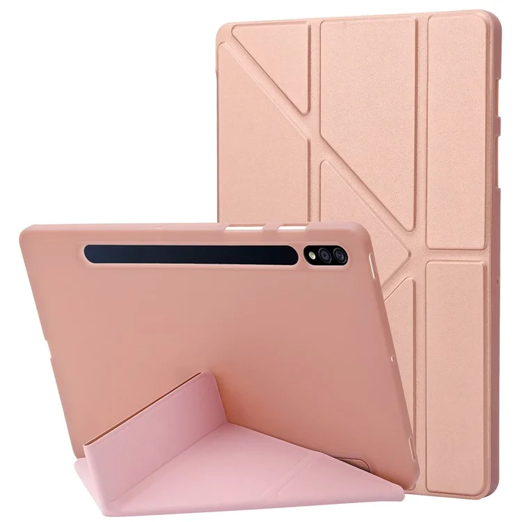 Para Samsung Galaxy Tab S9+ Tablet Case Silicone + PU Leather Flip Cover com Função de Acordar / Dormir Automática - Rose Gold