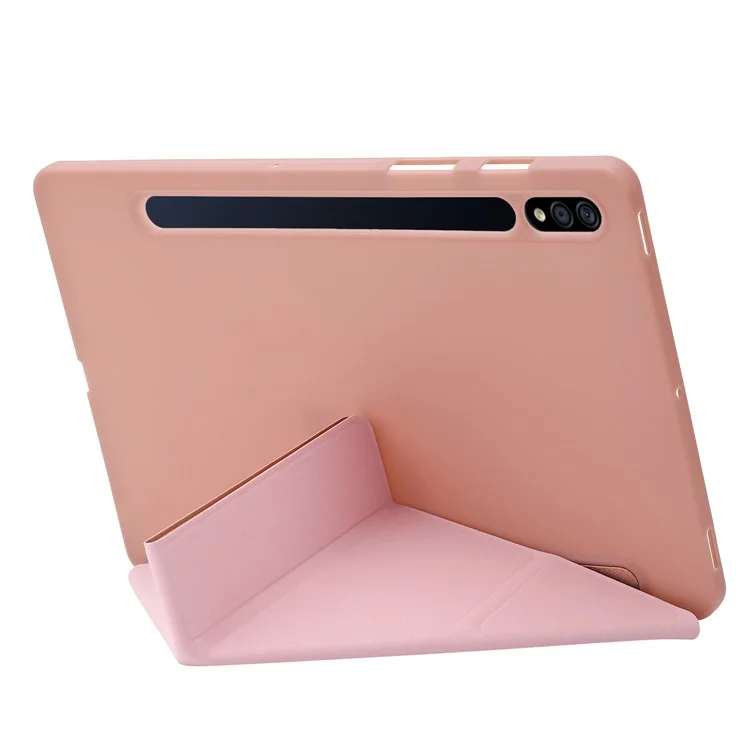 Para Samsung Galaxy Tab S9+ Tablet Case Silicone + PU Leather Flip Cover com Função de Acordar / Dormir Automática - Rose Gold