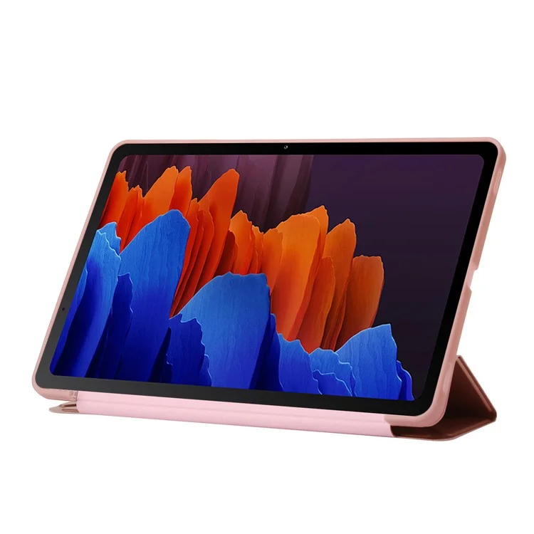 Para Samsung Galaxy Tab S9+ Tablet Case Silicone + PU Leather Flip Cover com Função de Acordar / Dormir Automática - Rose Gold