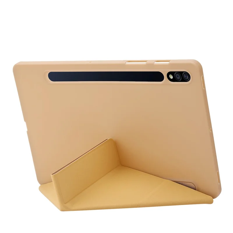 For Samsung Galaxy Tab S9+ Tablet Case Silicone + PU Leather Flip Cover with Auto Wake  /  Sleep Function - Gold
