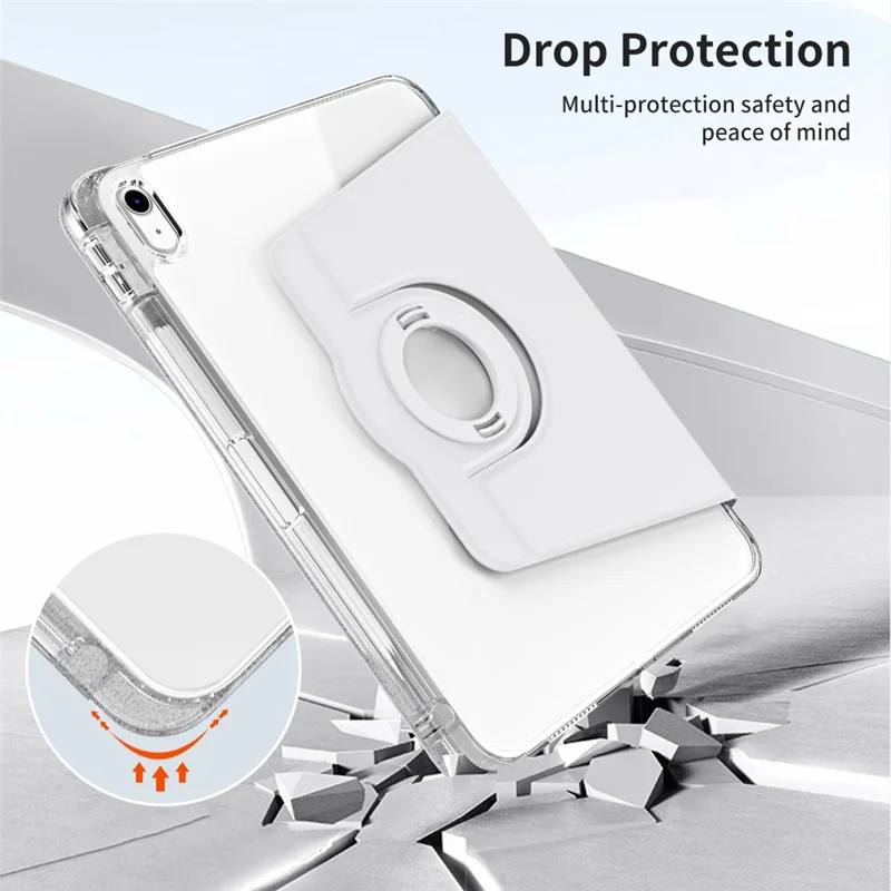 For iPad (2025) / 10.9 (2022) Protective Case PU Leather+Acrylic Rotary Kickstand Tablet Cover - Grey