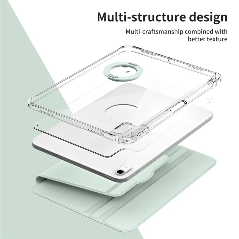 Защитный чехол из искусственной кожи PU + акрила с поворотной подставкой для iPad 10.9 (2022) - Светло-зеленый