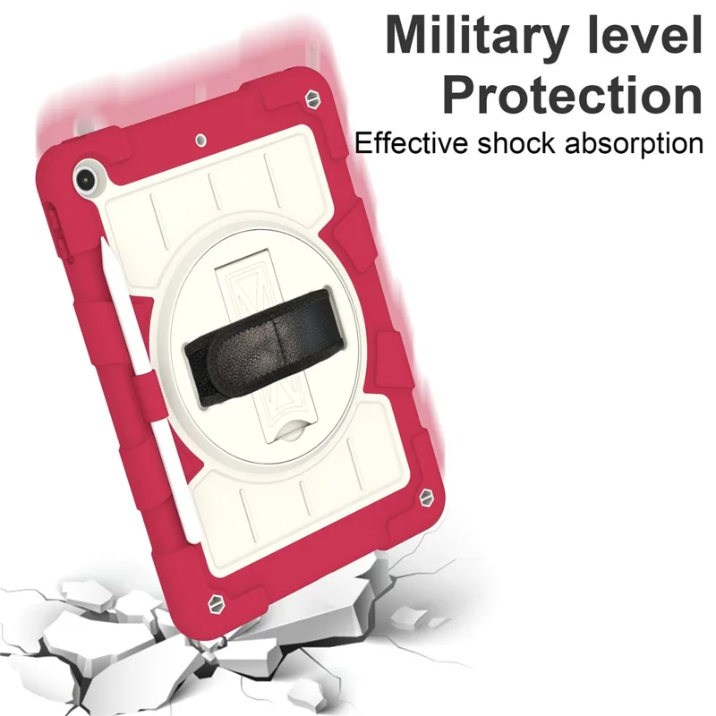 For iPad 10.2 (2021) / (2019) / (2020) TPU+PC Tablet Case Rotating Shockproof Kickstand Cover with Strap - Red
