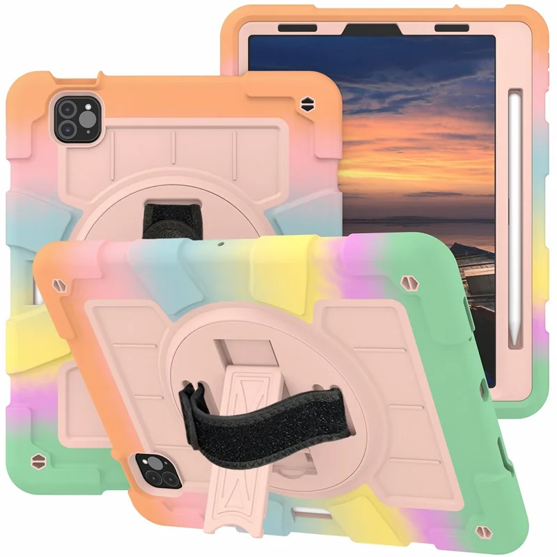 para ipad pro 11 pulgadas (2018) /(2020) /(2021) /(2022) / air (2020) /(2022) case de tabletas anti-drop kickstand tpu+pc cubierta - oro colorido