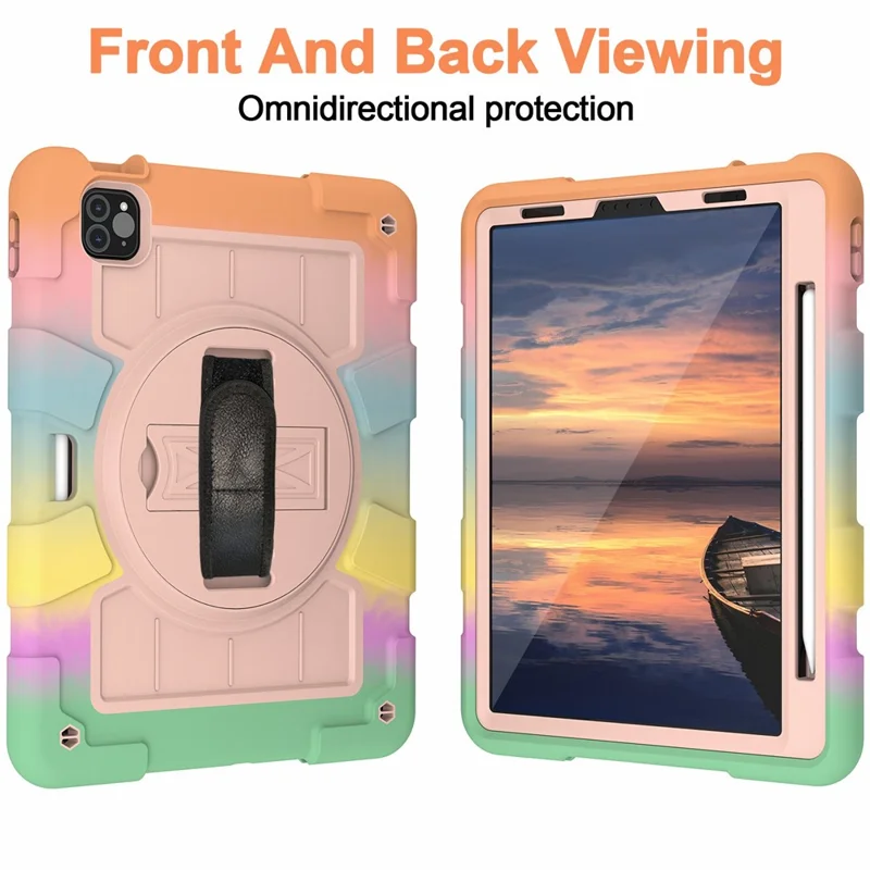 para ipad pro 11 pulgadas (2018) /(2020) /(2021) /(2022) / air (2020) /(2022) case de tabletas anti-drop kickstand tpu+pc cubierta - oro colorido