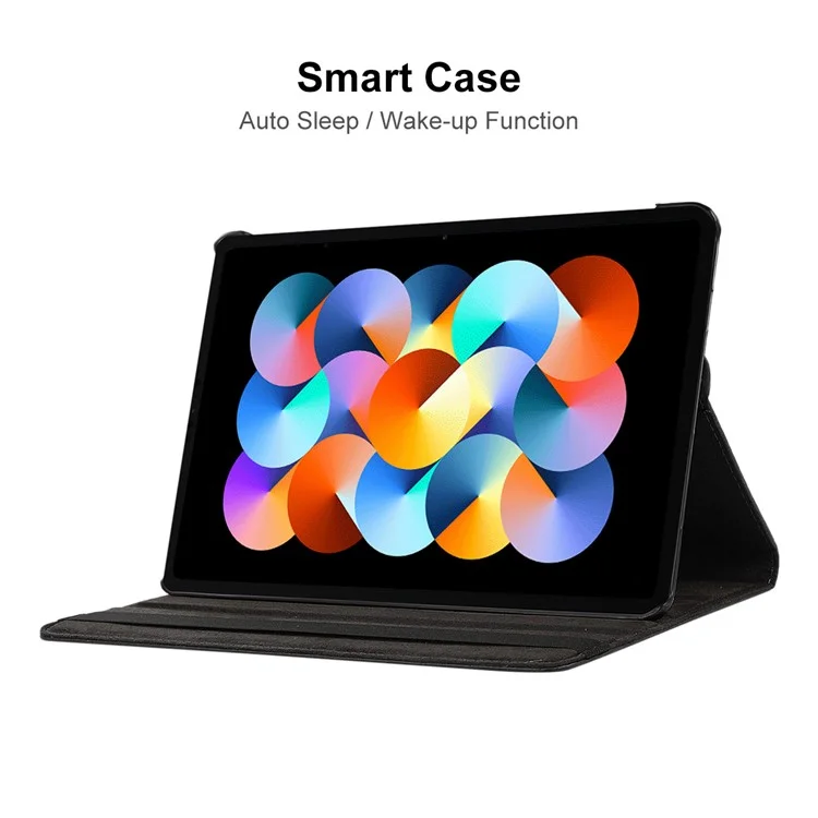 ENKAY HAT PRINCE Para Xiaomi Redmi Pad SE Funda de Cubierta de Rotación con Soporte Sueño / Despertar Automático Funda de Tableta de Piel PU+PC - Negro
