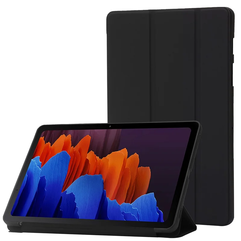 For Samsung Galaxy Tab S9 Case Anti-Scratch PU+ Silicone Tri-fold Stand Tablet Cover - Black