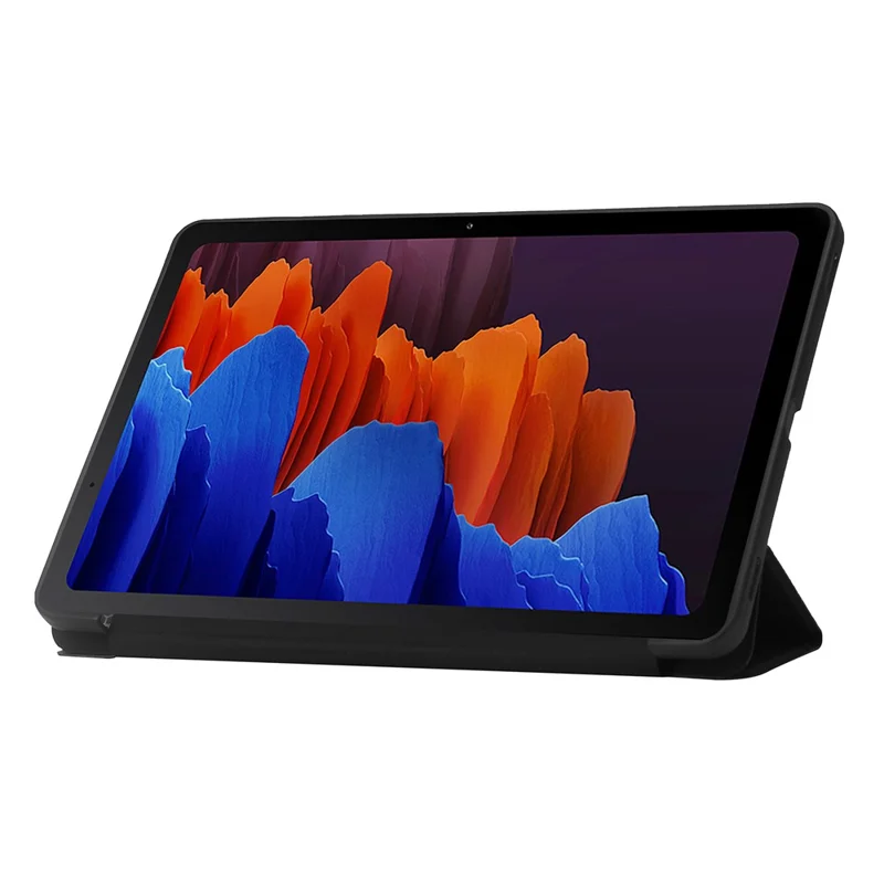 For Samsung Galaxy Tab S9 Case Anti-Scratch PU+ Silicone Tri-fold Stand Tablet Cover - Black