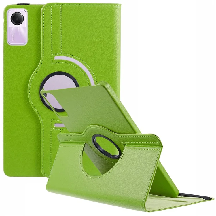Capa para o Xiaomi Redmi Pad SE, com textura de lichia em couro PU, proteção para tablet com elástico - Verde