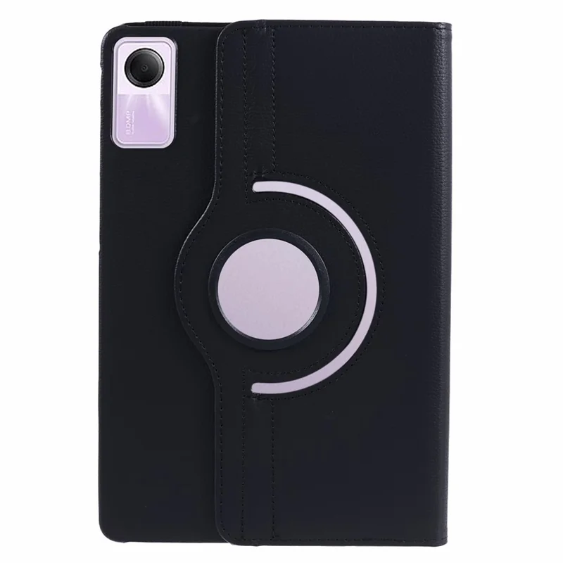 For Xiaomi Redmi Pad SE Case Litchi Texture PU Leather Protective Tablet Cover with Elastic Band - Black