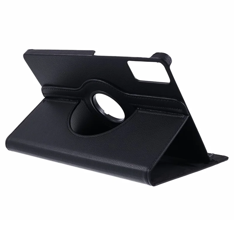 For Xiaomi Redmi Pad SE Case Litchi Texture PU Leather Protective Tablet Cover with Elastic Band - Black