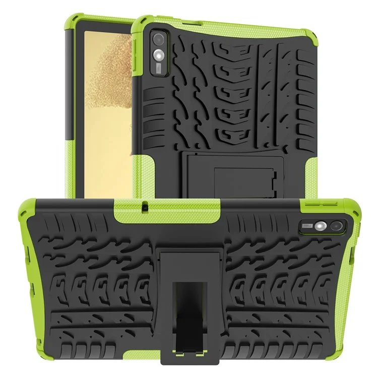 Para a Lenovo Tab M10 5G Case Padrão de Pneu PC+TPU com Suporte para Tablet - Verde