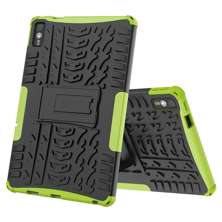 Para a Lenovo Tab M10 5G Case Padrão de Pneu PC+TPU com Suporte para Tablet - Verde
