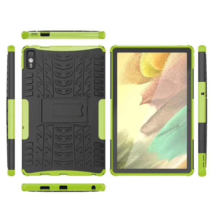 Para a Lenovo Tab M10 5G Case Padrão de Pneu PC+TPU com Suporte para Tablet - Verde