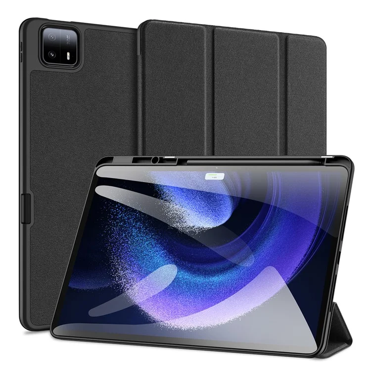 DUX DUCIS Domo Series для Xiaomi Pad 6 Max 14 Кожаный деловой чехол-обложка с трехслойной подставкой для планшета - черный