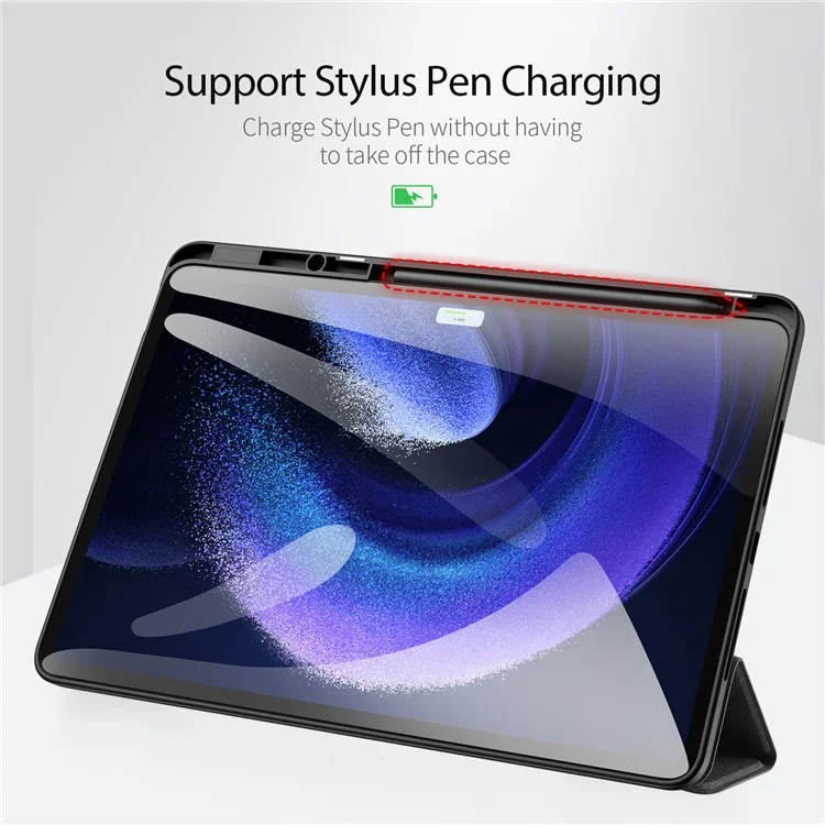 DUX DUCIS Domo Series для Xiaomi Pad 6 Max 14 Кожаный деловой чехол-обложка с трехслойной подставкой для планшета - черный