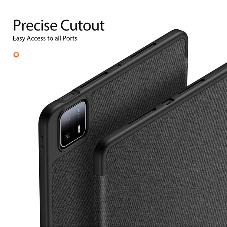 DUX DUCIS Domo Series для Xiaomi Pad 6 Max 14 Кожаный деловой чехол-обложка с трехслойной подставкой для планшета - черный