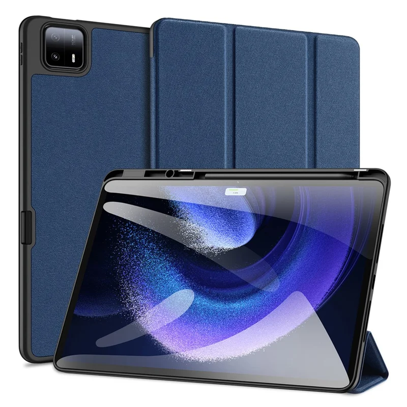 DUX DUCIS Domo Series for Xiaomi Pad 6 Max 14 Leather Business Cover Tri-fold Stand Smart Tablet Case - Blue