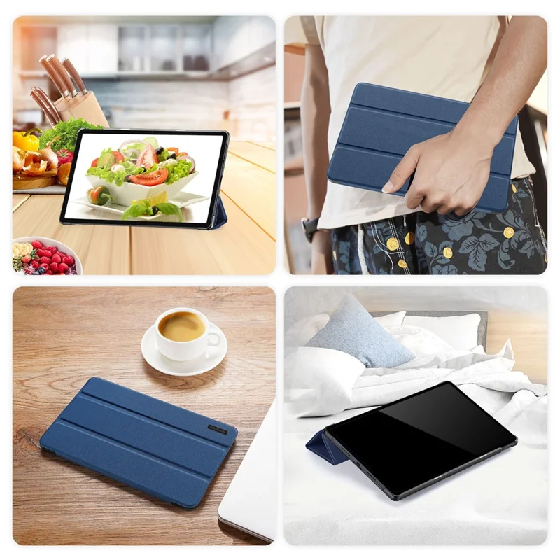 DUX DUCIS Domo Series for Xiaomi Pad 6 Max 14 Leather Business Cover Tri-fold Stand Smart Tablet Case - Blue