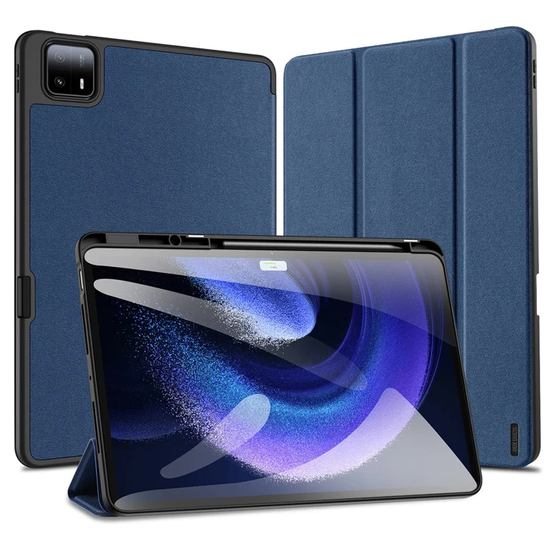 DUX DUCIS Domo Series for Xiaomi Pad 6 Max 14 Leather Business Cover Tri-fold Stand Smart Tablet Case - Blue