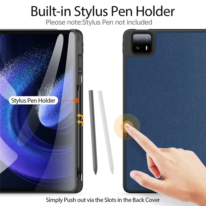 DUX DUCIS Domo Series for Xiaomi Pad 6 Max 14 Leather Business Cover Tri-fold Stand Smart Tablet Case - Blue