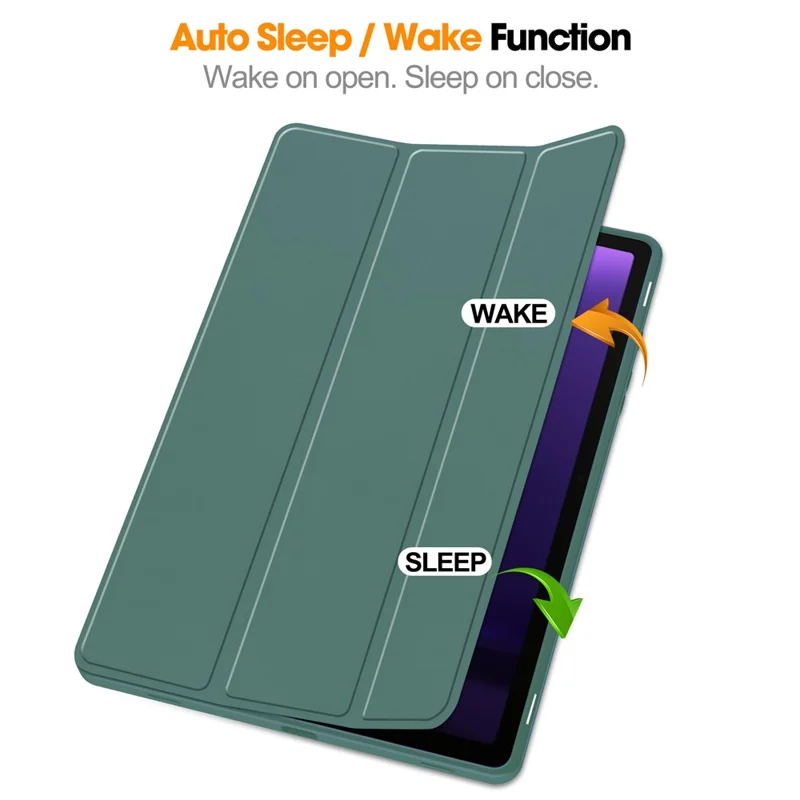Per Samsung Galaxy Tab S9 FE Custodia in Pelle Tri-fold Stand Pen Slot Custodia per Tablet - Verdastro
