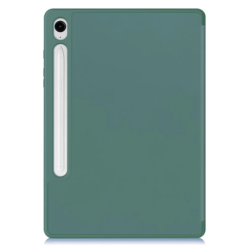 Per Samsung Galaxy Tab S9 FE Custodia in Pelle Tri-fold Stand Pen Slot Custodia per Tablet - Verdastro