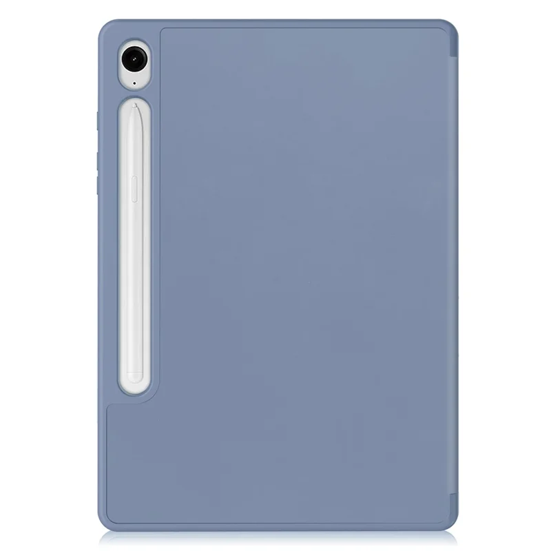 For Samsung Galaxy Tab S10 FE / S9 FE Leather Case Tri-Fold Stand Pen Slot Tablet Cover - Purple
