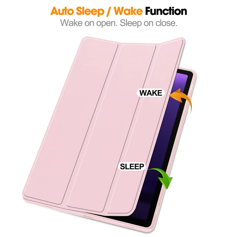 For Samsung Galaxy Tab S10 FE / S9 FE Leather Case Tri-Fold Stand Pen Slot Tablet Cover - Pink