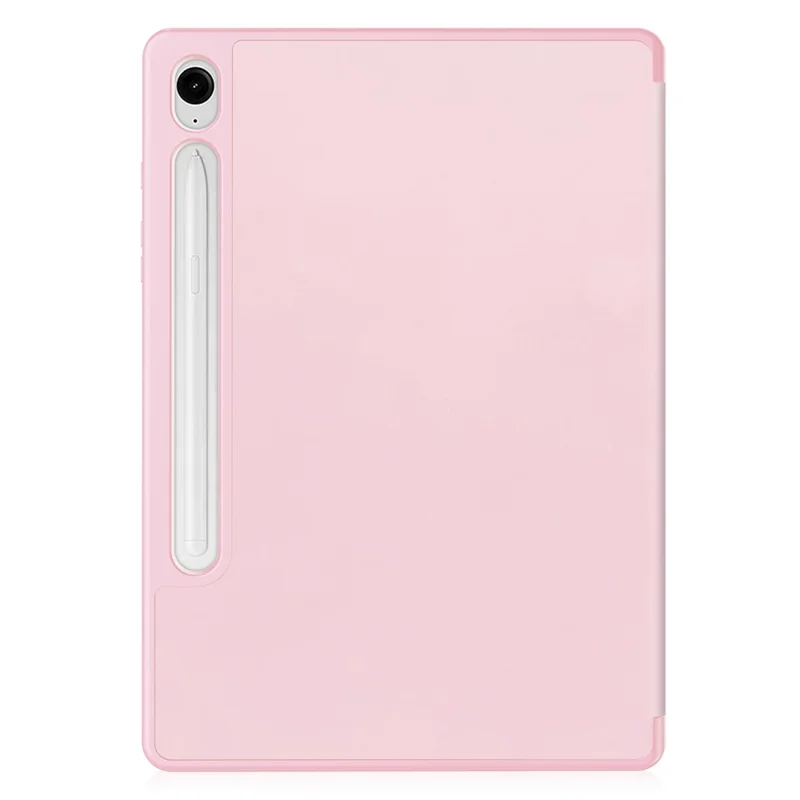 For Samsung Galaxy Tab S10 FE / S9 FE Leather Case Tri-Fold Stand Pen Slot Tablet Cover - Pink