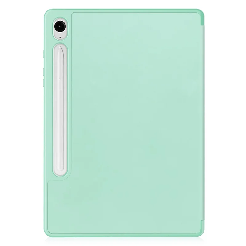 For Samsung Galaxy Tab S10 FE / S9 FE Leather Case Tri-Fold Stand Pen Slot Tablet Cover - Mint Green