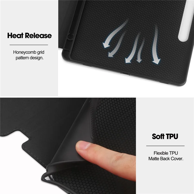 Pour Samsung Galaxy Tab S9 FE Étui Folio en cuir pour entreprise Étui intelligent pour tablette avec porte-cartes - Noir