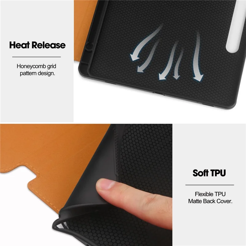 For Samsung Galaxy Tab S10 FE / S9 FE Leather Business Folio Cover Smart Tablet Case with Card Holder - Brown