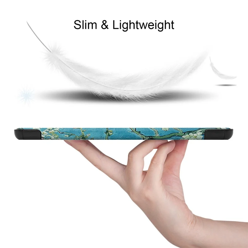 Für Samsung Galaxy Tab S9 FE Case Pattern Printing Trifold Stand Tablet Cover - Apricot Blossom