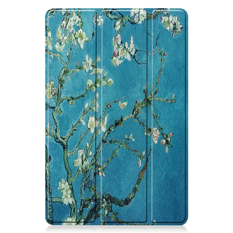 Für Samsung Galaxy Tab S9 FE Case Pattern Printing Trifold Stand Tablet Cover - Apricot Blossom