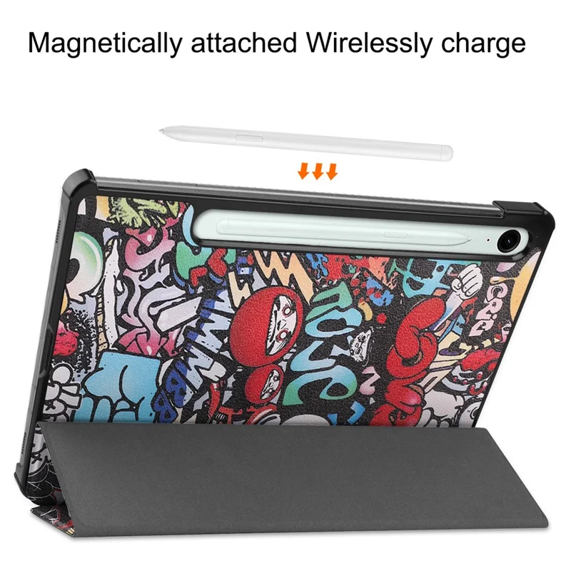 Pour Samsung Galaxy Tab S9 FE Étui Impression Motif Trifold Stand Housse de Tablette - Graffiti