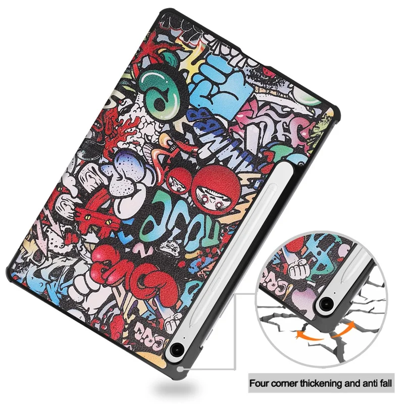 Pour Samsung Galaxy Tab S9 FE Étui Impression Motif Trifold Stand Housse de Tablette - Graffiti