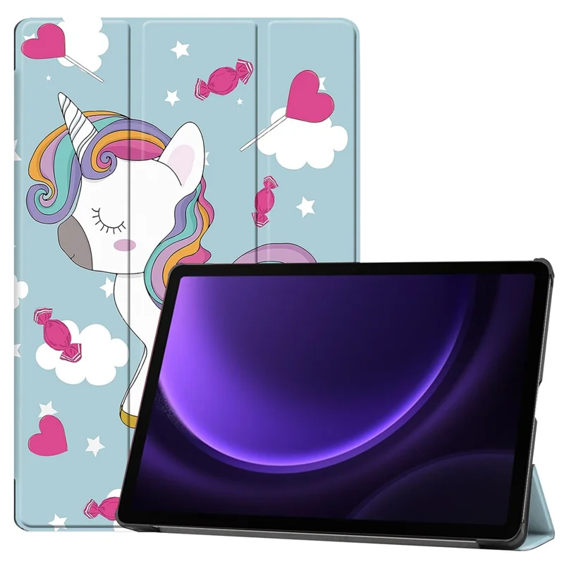 For Samsung Galaxy Tab S10 FE / S9 FE Case Pattern Printing Trifold Stand Tablet Cover - Horse