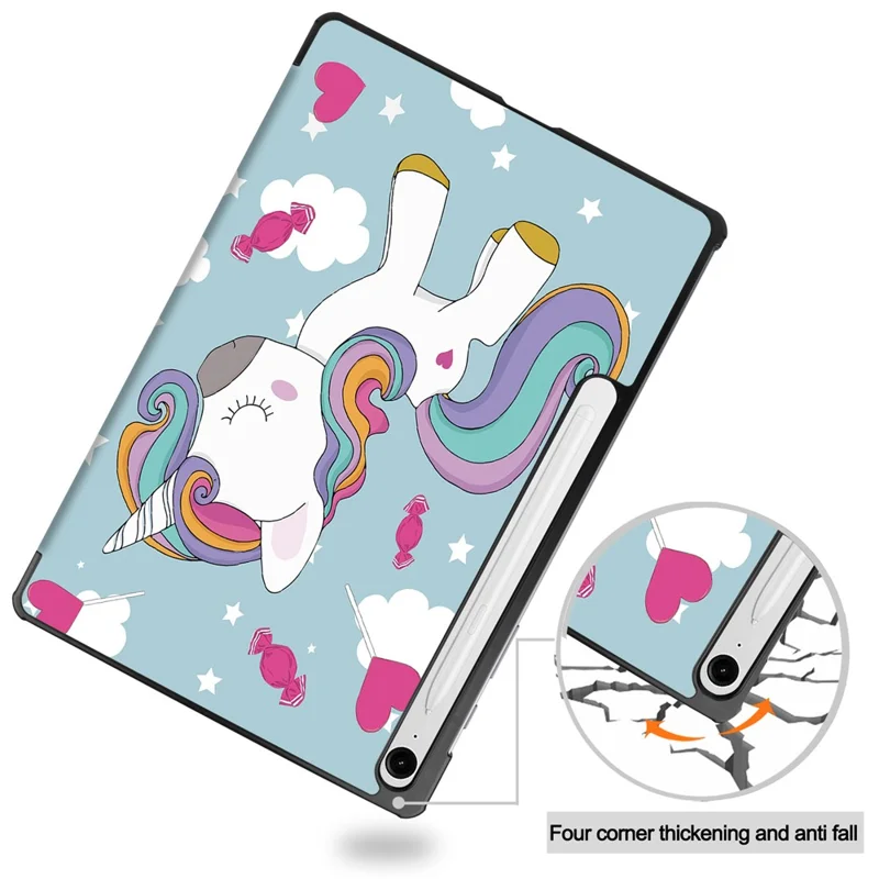 For Samsung Galaxy Tab S10 FE / S9 FE Case Pattern Printing Trifold Stand Tablet Cover - Horse