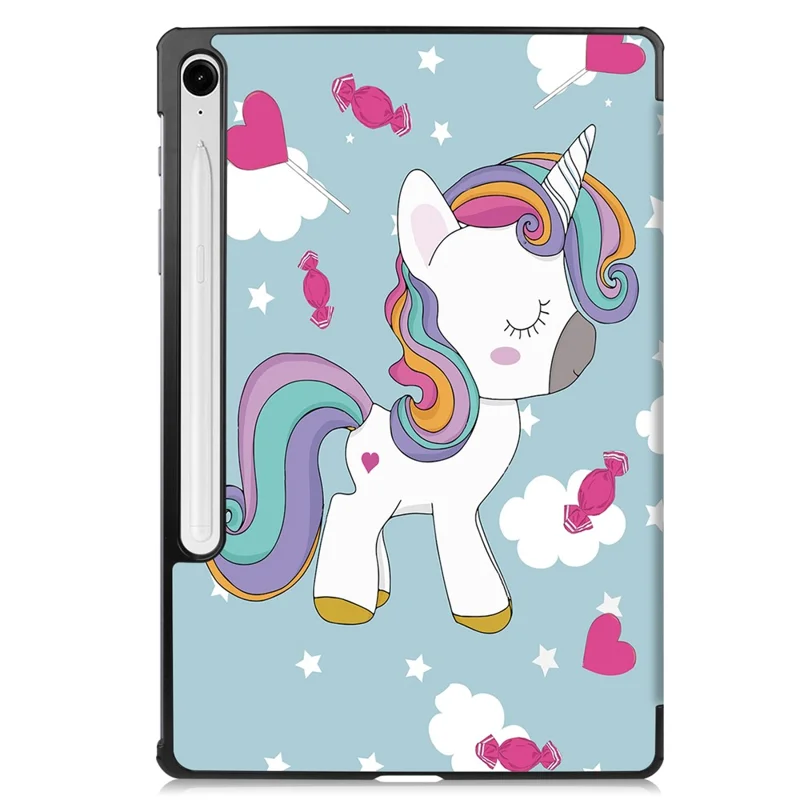 For Samsung Galaxy Tab S10 FE / S9 FE Case Pattern Printing Trifold Stand Tablet Cover - Horse