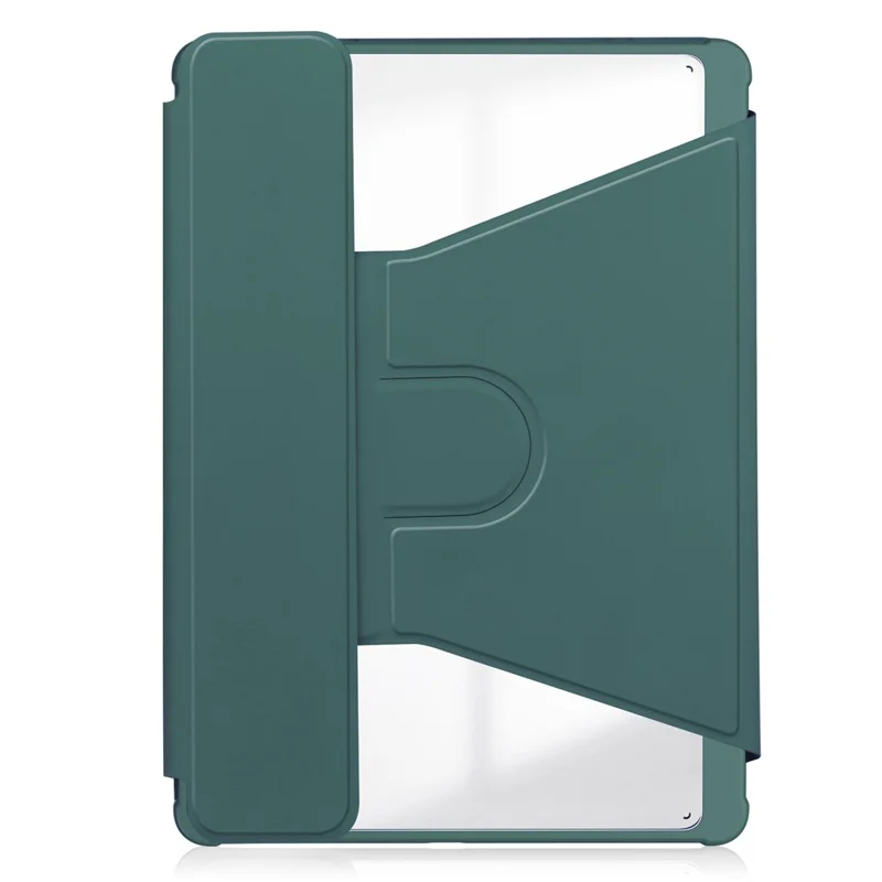 For Samsung Galaxy Tab S10 FE / S9 FE Case Leather+Acrylic Rotary Stand Cover with Bluetooth-Compatible Keyboard - Blackish Green